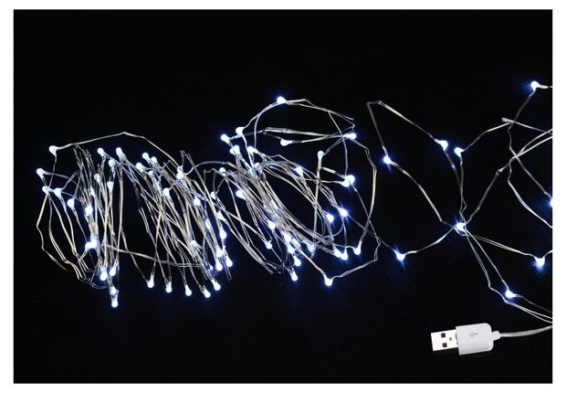 фото Гирлянда электрическая actuel роса usb 100 led холодный белый, 4,9 м