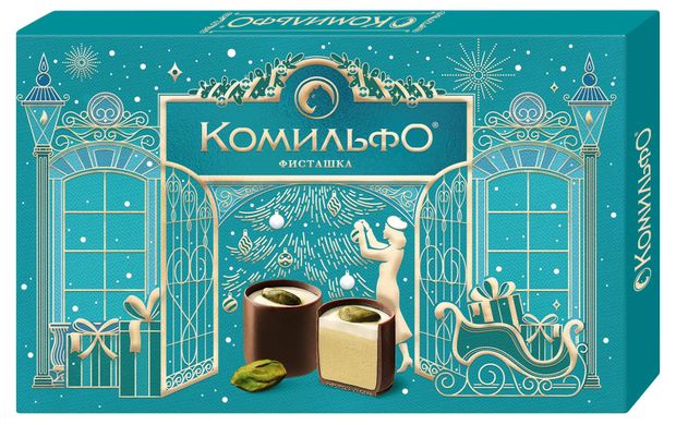 Конфеты Комильфо шоколадные с двухслойной начинкой со вкусом фисташки, 116 г