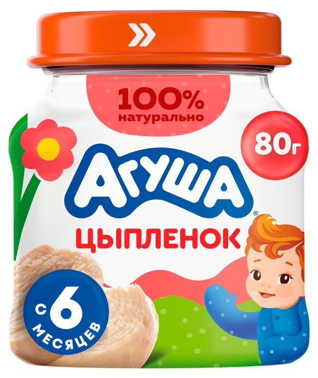 Пюре мясное Агуша цыпленок с 6 мес., 80 г