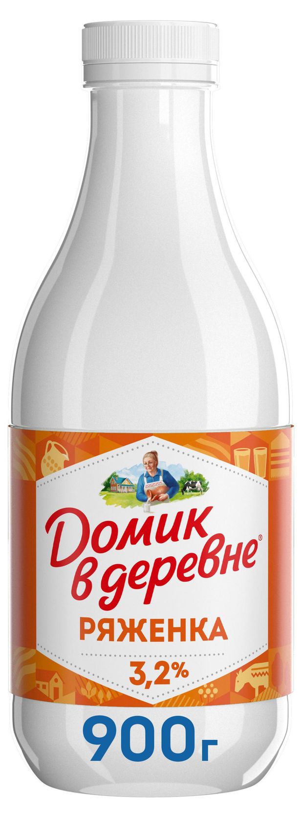 Напиток кисломолочный Ряженка Домик в деревне 3.2% БЗМЖ, 900 г