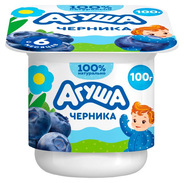 Творог детский Агуша фруктовый черника с 6 мес 3,9% БЗМЖ, 100 г