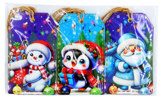 Тэг-бирка для подарков ArteNuevo с милым новогодним дизайном, 12 шт