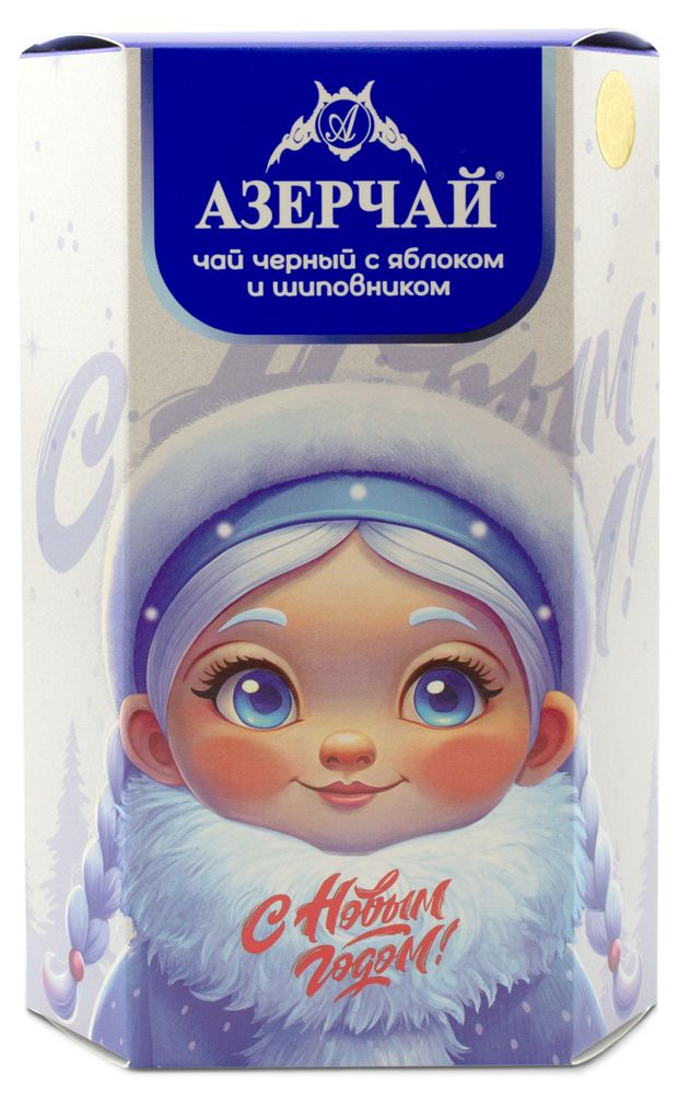 Чай черный АЗЕРЧАЙ Зимняя Волшебница с яблоком и шиповником Новогодняя коллекция, 90 г