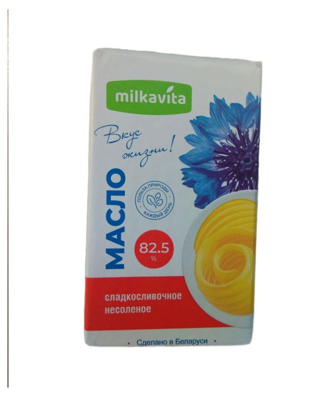 Масло сладкосливочное Milkavita 825 БЗМЖ Беларусь 180 г 330₽