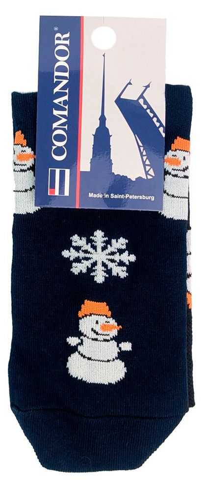 Носки мужские Comandor Снеговик темно-синие, р. 27