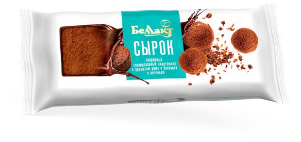 Сырок творожный глазированный Беллакт Картошка с ароматом рома и бисквита с печеньем 18% БЗМЖ Беларусь, 40 г