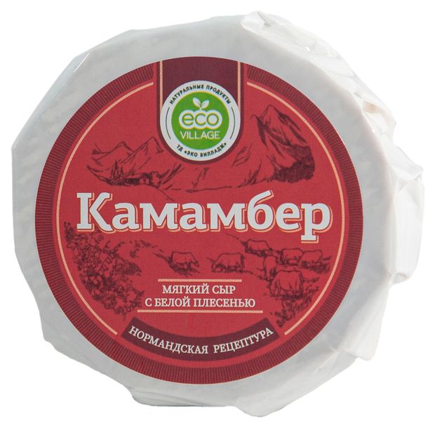 Сыр мягкий с белой плесенью Камамбер Eco Village 50% БЗМЖ, 125 г