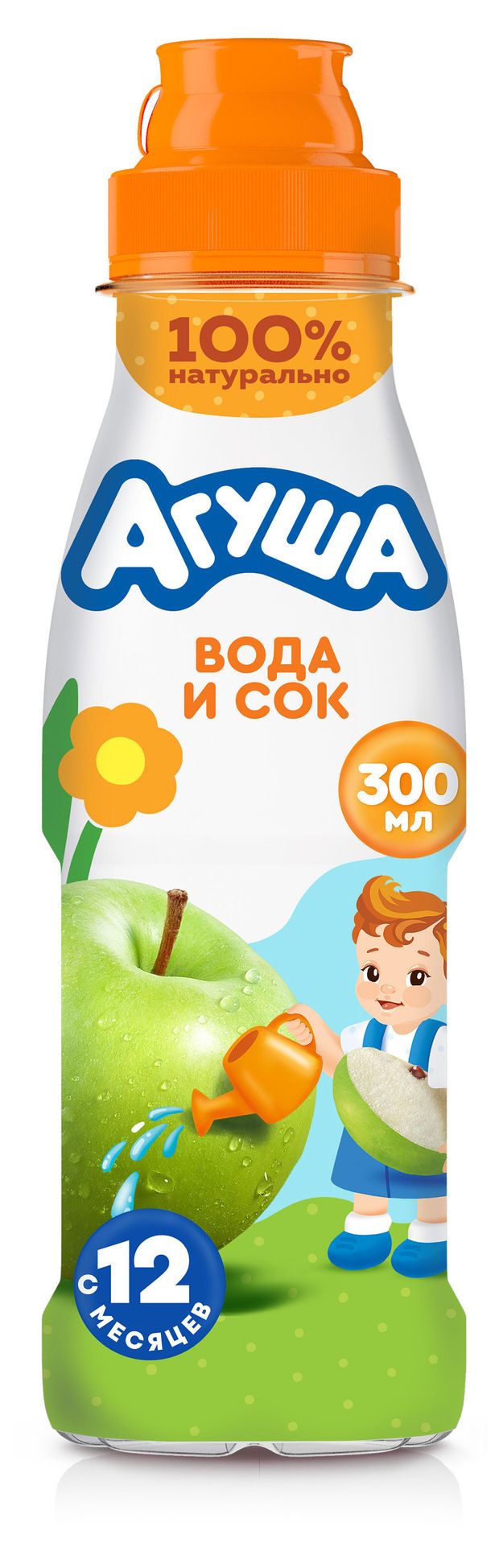 Вода и сок Агуша яблоко с 12 месяцев 300 мл 65₽