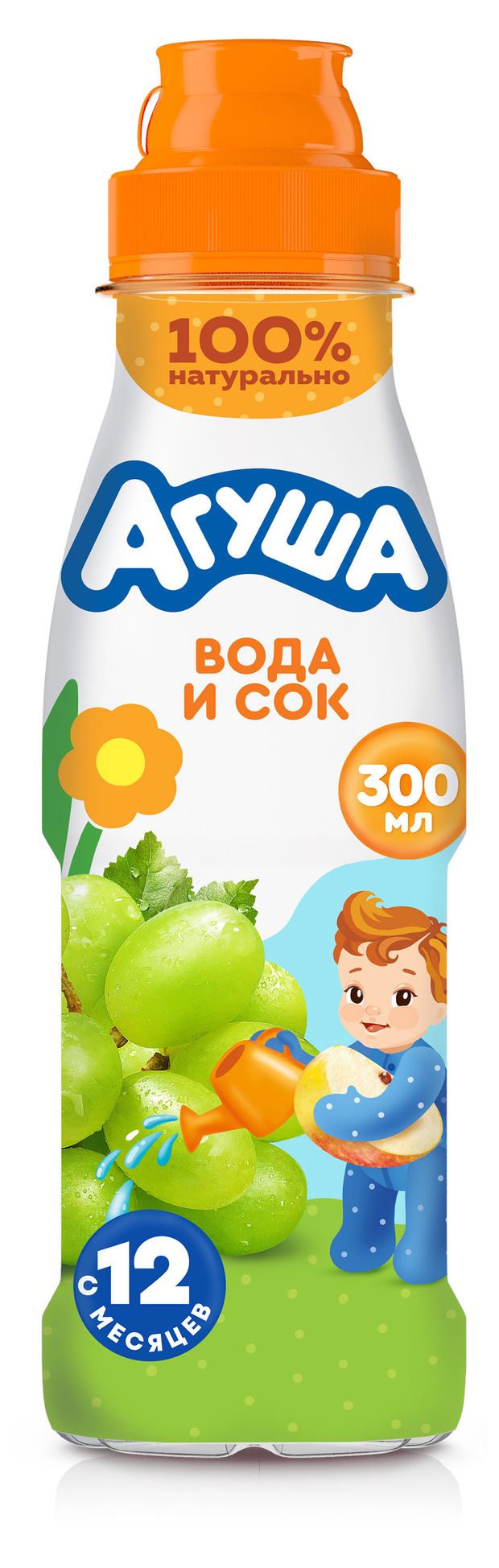 Напиток сокосодержащий Агуша яблоко и виноград с 12 мес., 300 мл