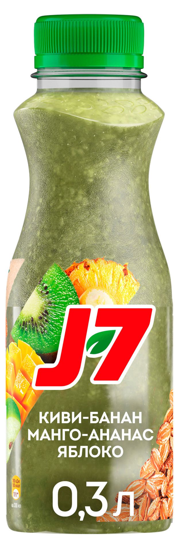 Продукт питьевой J7 Смузи Полезный завтрак киви яблоко ананас банан манго охлажденный, 300 мл
