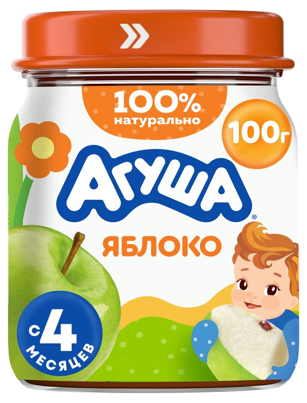Пюре фруктовое Агуша Первая ложка Яблоко с 4 мес 100 г 63₽