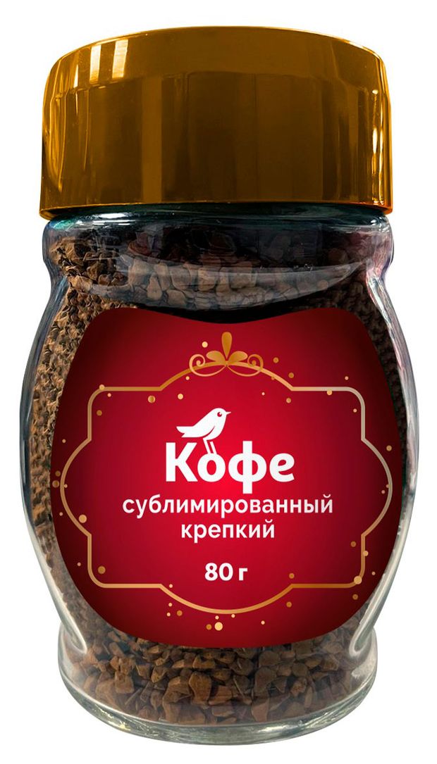 Кофе растворимый АШАН Красная птица сублимированный крепкий 80 г 300₽