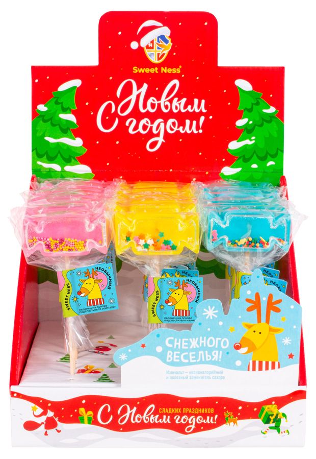 Карамель леденцовая фигурная Sweet Конфета на основе подсластителя изомальт на палочке 30 г, 1 шт в ассортименте