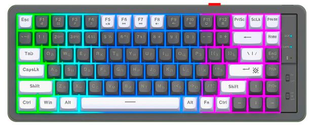 Клавиатура беспроводная Defender Maro GK-325 RU 2,4G 84+FN с подсветкой серо-белая