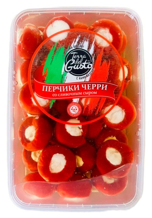Закуска антипасти Terra del Gusto Перчики черри со сливочным сыром, 950 г