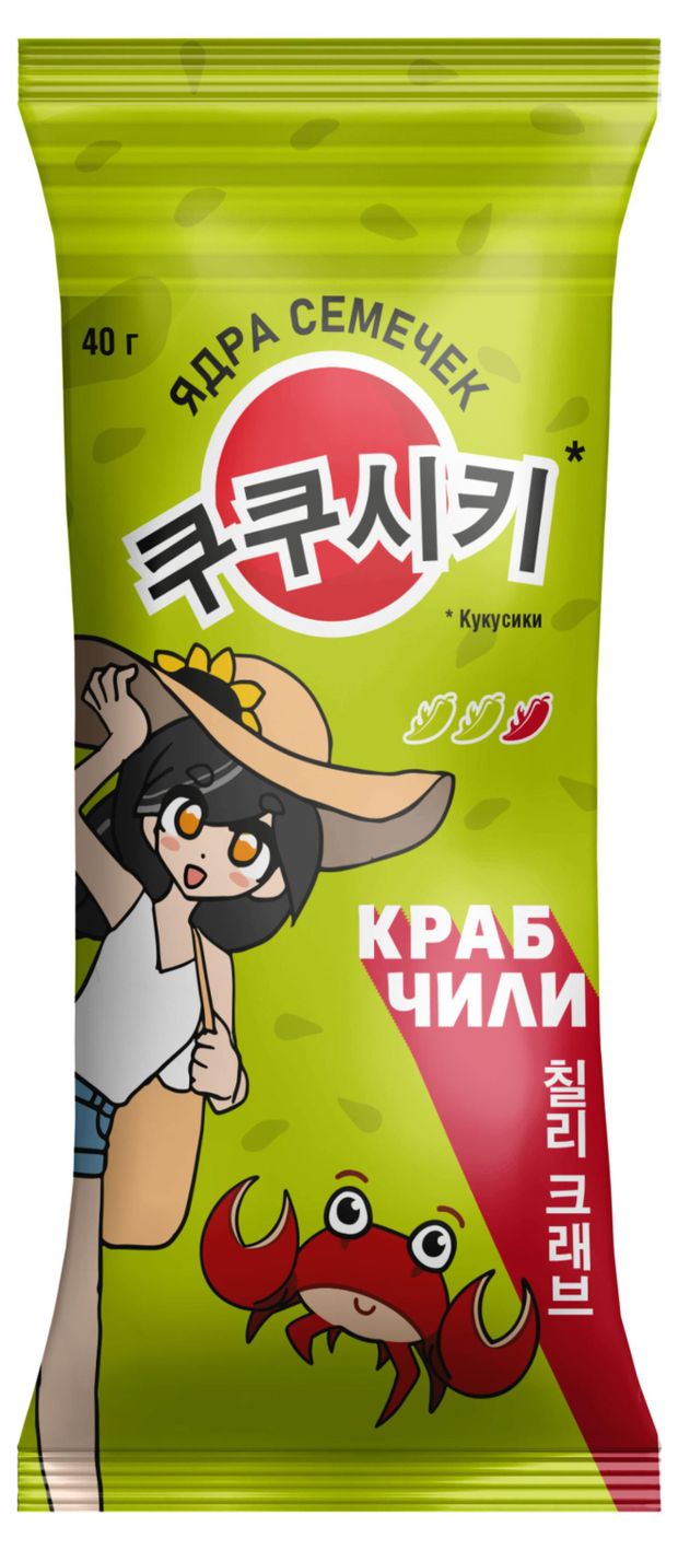 Ядра семечек подсолнечника КУКУСИКИ жареные со вкусом краба с чили, 40 г