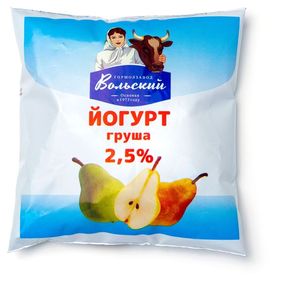 Йогурт питьевой Гормолзавод Вольский груша в пакете 2,5% БЗМЖ, 450 г