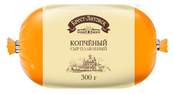 Сыр плавленый копченый колбасный Брест-Литовск 40% БЗМЖ, 300 г