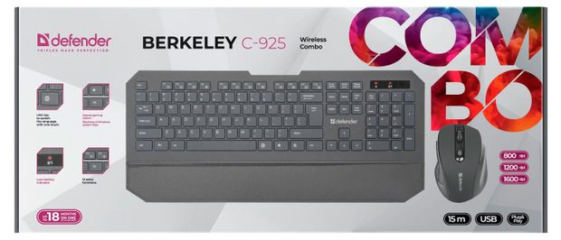 Клавиатура мышь Defender Berkeley C-925 1800₽