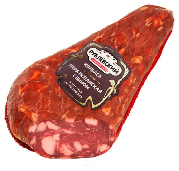 Колбаса сырокопченая Рублёвский Пера испанская с вином полусухая вес 190₽