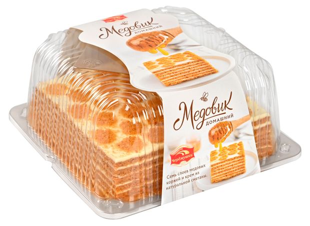 Торт бисквитный Черемушки Медовик домашний на основе натуральной сметаны с цветочным медом, 480 г