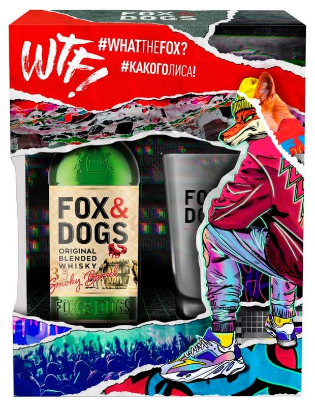 Виски Fox&Dogs Smoky Barrel с бокалом в подарочной упаковке Россия, 0,7 л