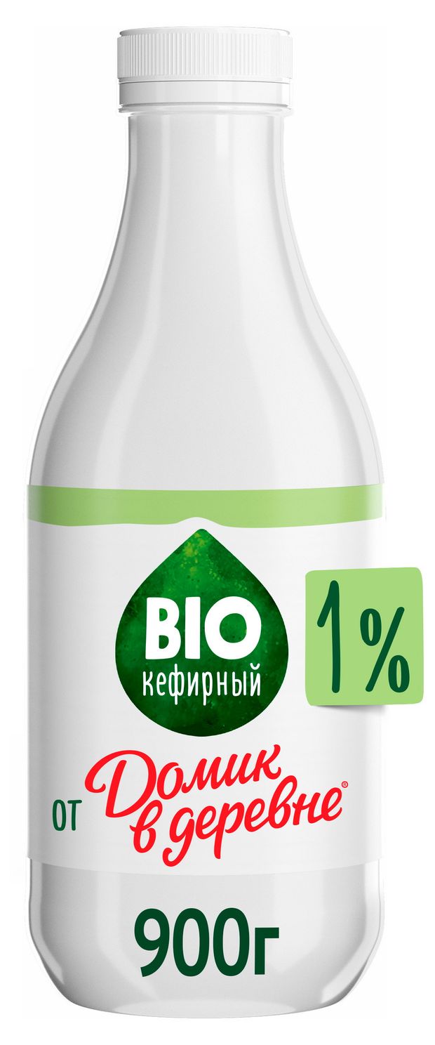 Кефир Домик в деревне BIO-кефирный 1% БЗМЖ, 900 г