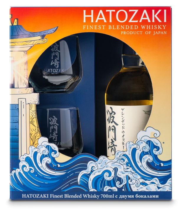 Виски Hatozaki Япония, 0,7 л + 2 стакана