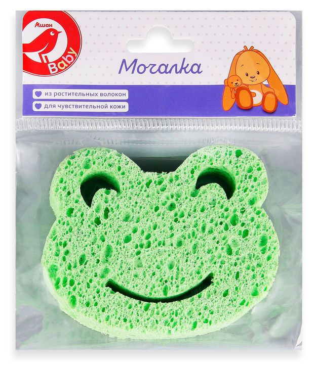 Мочалка детская АШАН Красная птица Baby Лягушка 1 шт 80₽