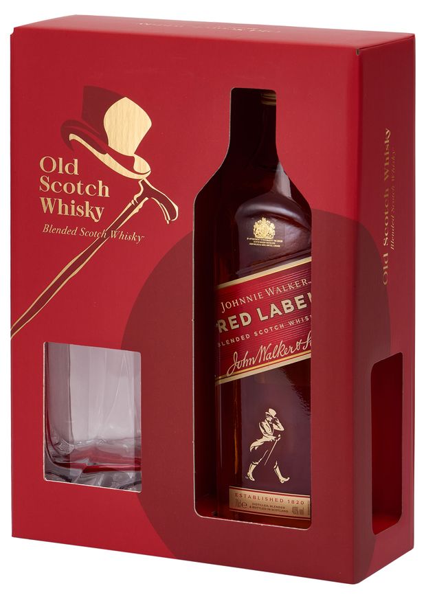 Виски купажированный Johnnie Walker Red Label со стаканом в подарочной упаковке Ирландия, 0,7 л