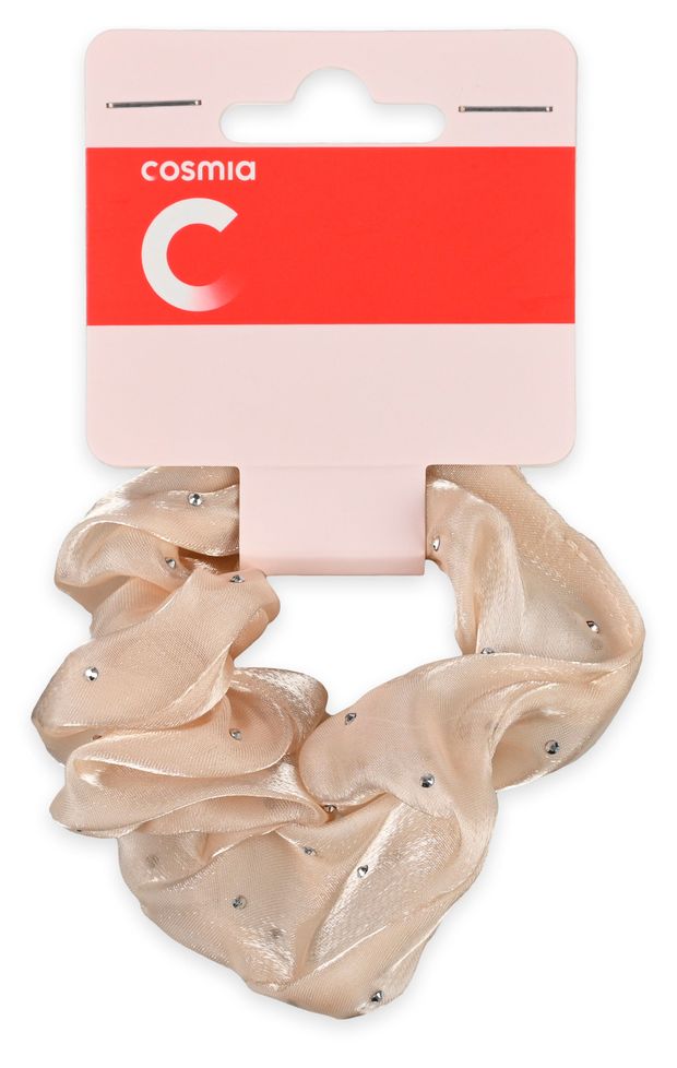Резинка для волос Cosmia бежевая широкая со стразами 1 шт 50₽