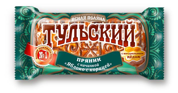 Пряник тульский Ясная Поляна с начинкой яблоко с корицей, 130 г