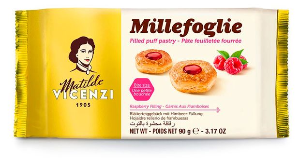 Печенье слоеное Matilde Vicenzi Пирожные с малиновой начинкой, 90 г
