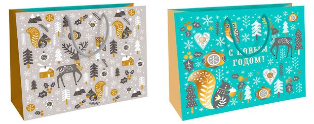 Пакет подарочный Норд 32х26 см 1 шт в ассортименте 126₽