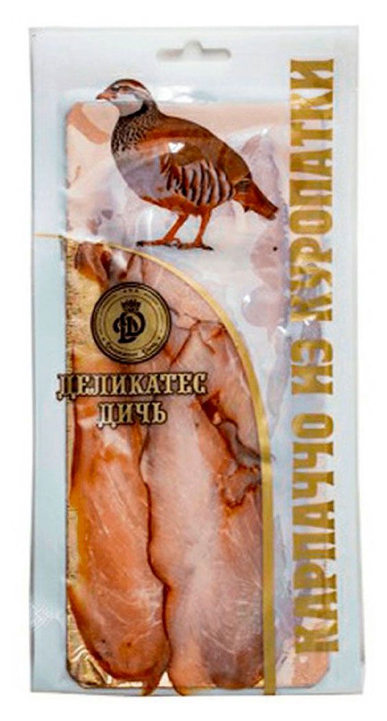 Карпаччо из куропатки сырокопченое Деликатес Дичь нарезка 100 г 1000₽