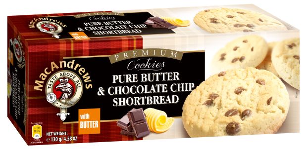 Печенье сливочное Mac Andrews с кусочками шоколада, 130 г