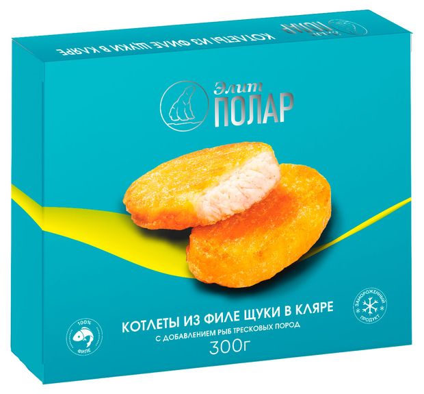 Котлеты рыбные из филе щуки Элит Полар в кляре замороженные, 300 г