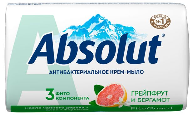 Крем-мыло для рук ABSOLUT Грейпфрут и Бергамот антибактериальное, 90 г
