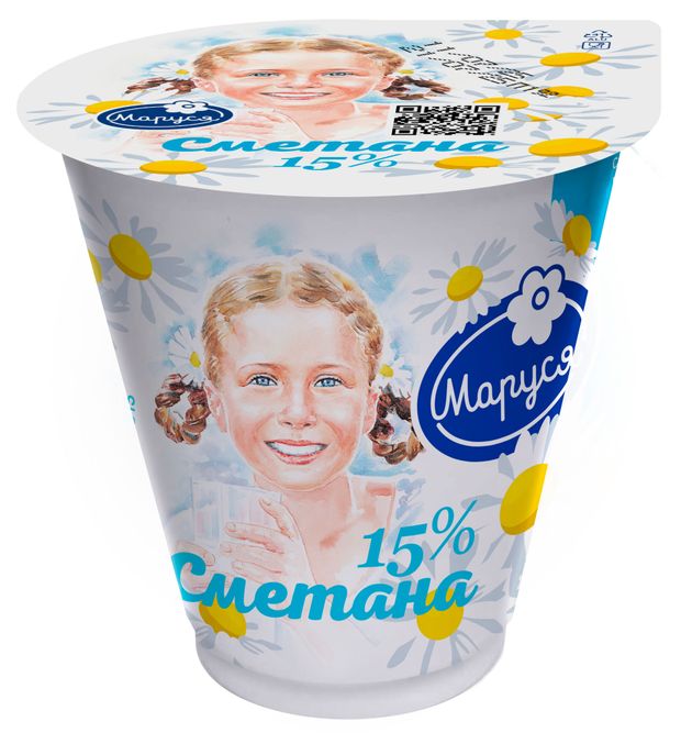 Сметана Маруся 15% БЗМЖ, 300 г