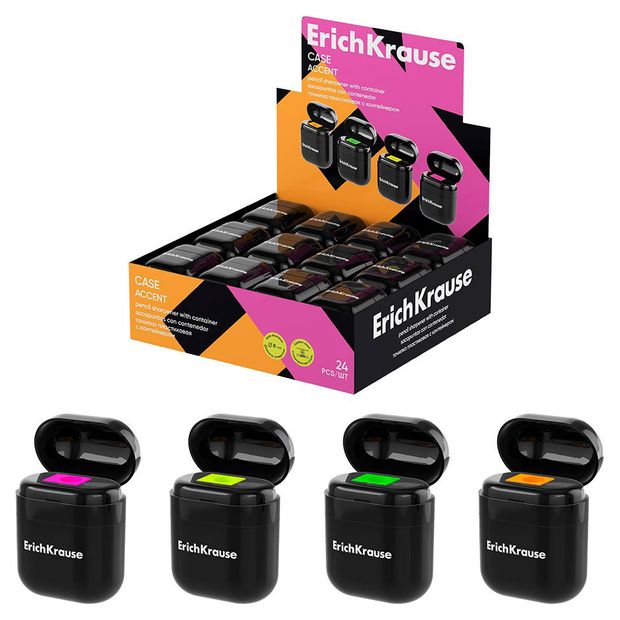 Точилка ErichKrause Case Accent, 1 шт в ассортименте