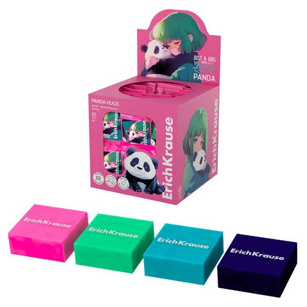 Ластик ErichKrause Panda Hugs, 1 шт в ассортименте