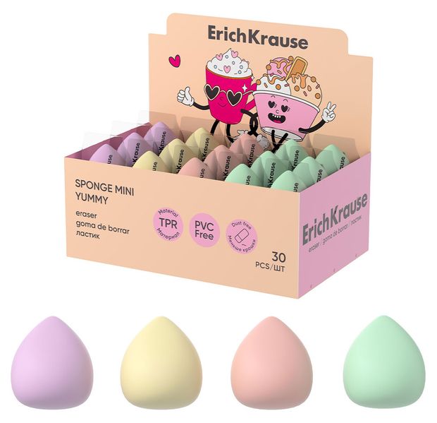 Ластик ErichKrause Sponge Mini Yummy, 1 шт в ассортименте