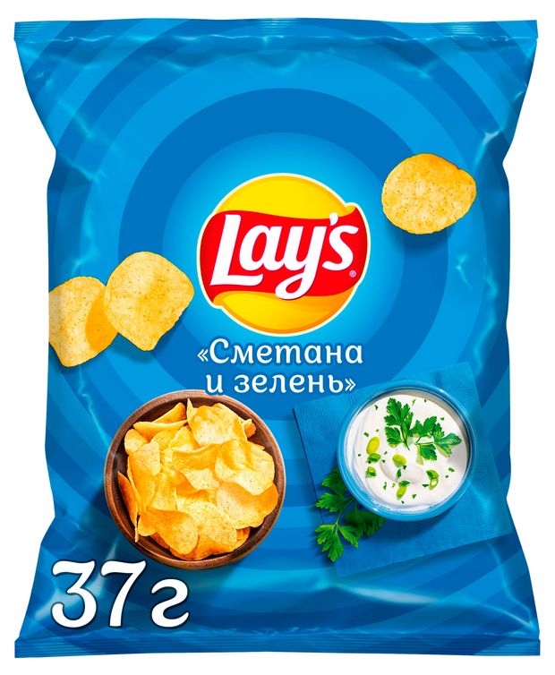 Чипсы картофельные Lays сметана и зелень 37 г 70₽
