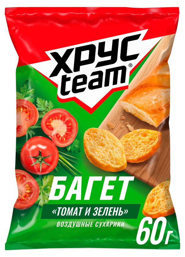 Сухарики Хрусteam Багет Томат и зелень, 60 г