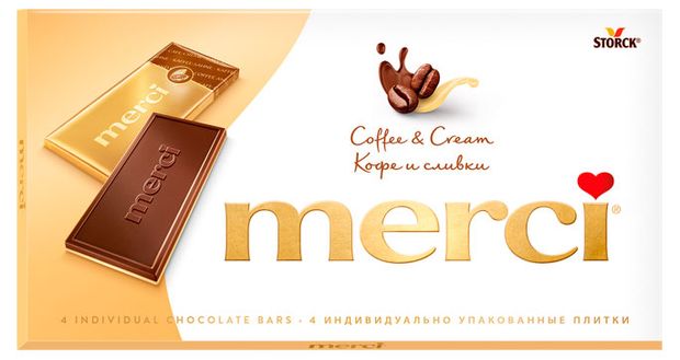 Шоколад Merci молочный кофе и сливки, 100 г