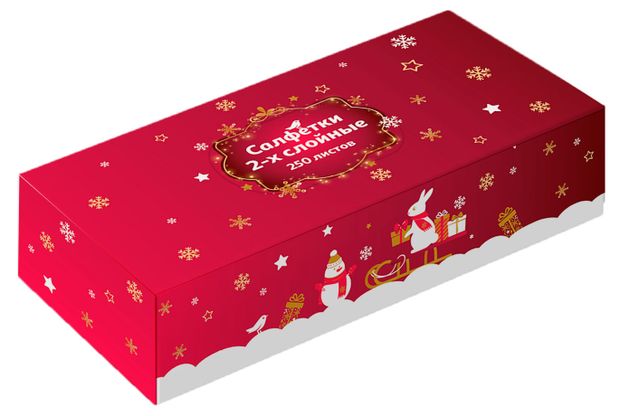 Салфетки косметические АШАН Красная птица в боксе 250 шт 160₽