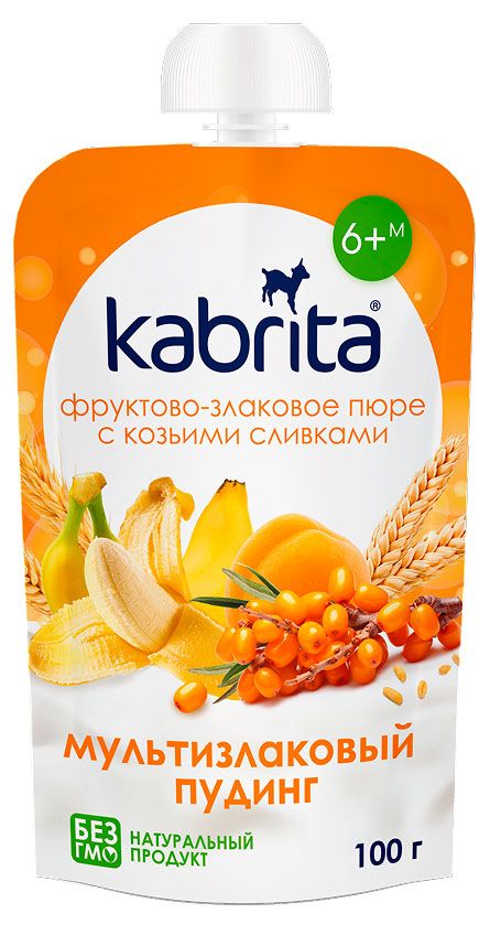 Пюре фруктово-злаковое Kabrita Мультизлаковый пудинг с козьими сливками с 6 мес, 100 г