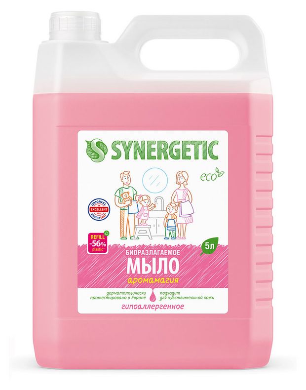 Мыло жидкое Synergetic Миндальное молочко гипоаллергенное с эффектом увлажнения биоразлагаемое, 5 л