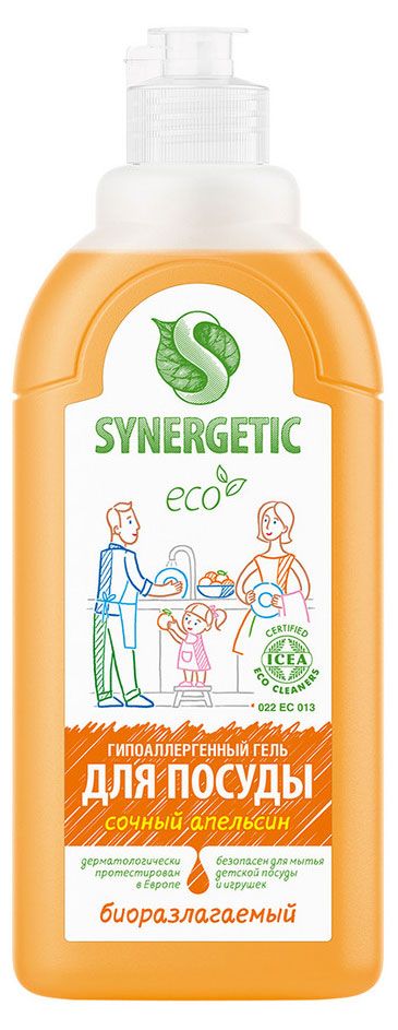 Жидкость для мытья посуды Synergetic Апельсин, 500 мл