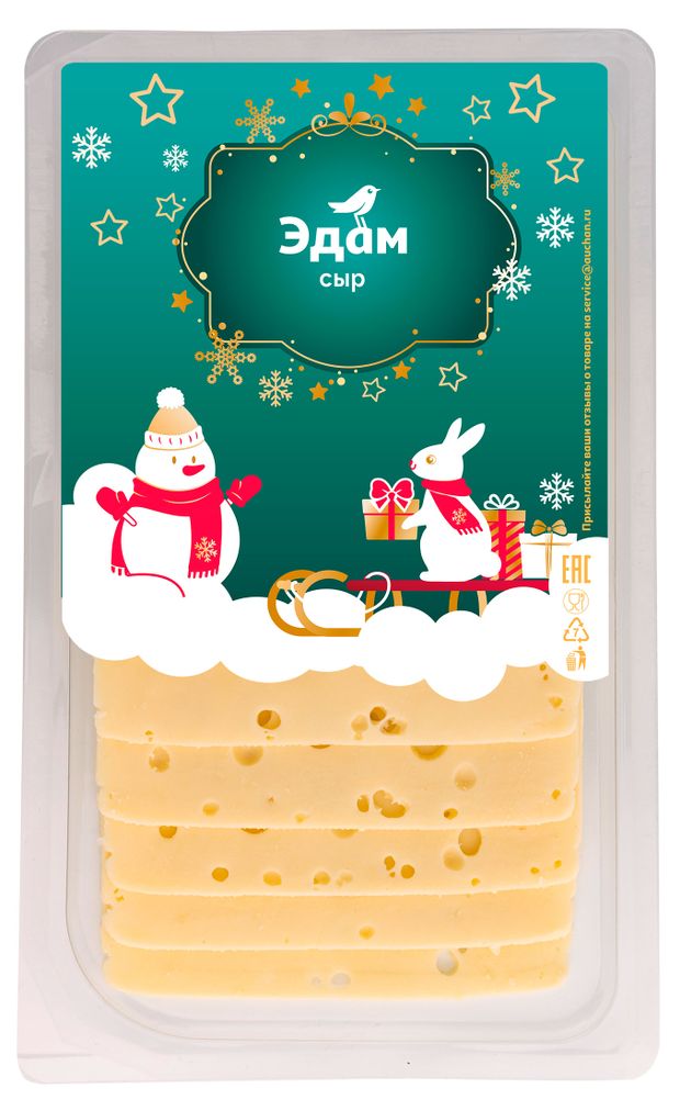 Сыр твердый АШАН Красная птица Эдам нарезка 45 БЗМЖ 350 г 360₽